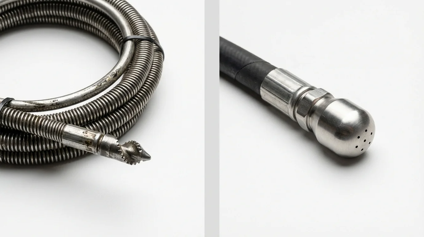 Drain snake cable and hydro jetting nozzle used for drain cleaning in Fort Edward, NY