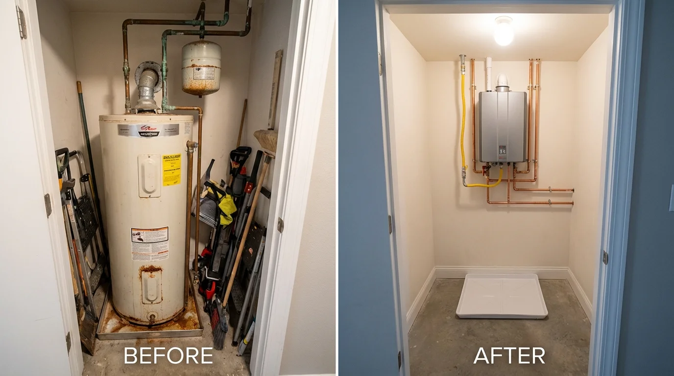 Tank water heater versus wall-mounted tankless unit comparison for Fort Edward, NY homeowners